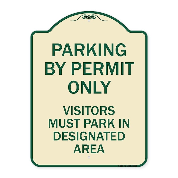 Signmission Parking by Permit Visitors Must Park in Designated Area Heavy-Gauge Alum, 24" x 18", TG-1824-23455 A-DES-TG-1824-23455 - main